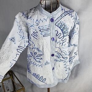100% Cotton Embroidered Jacket with Mandarin Collar